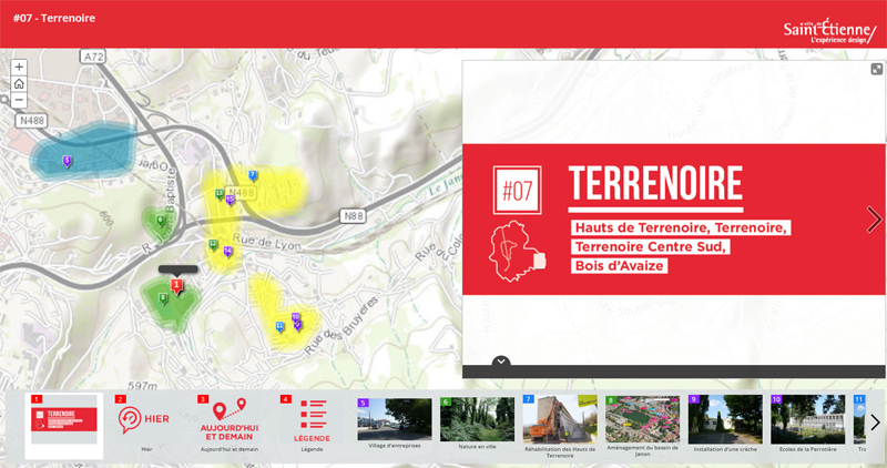 Carte interactive du secteur Terrenoire