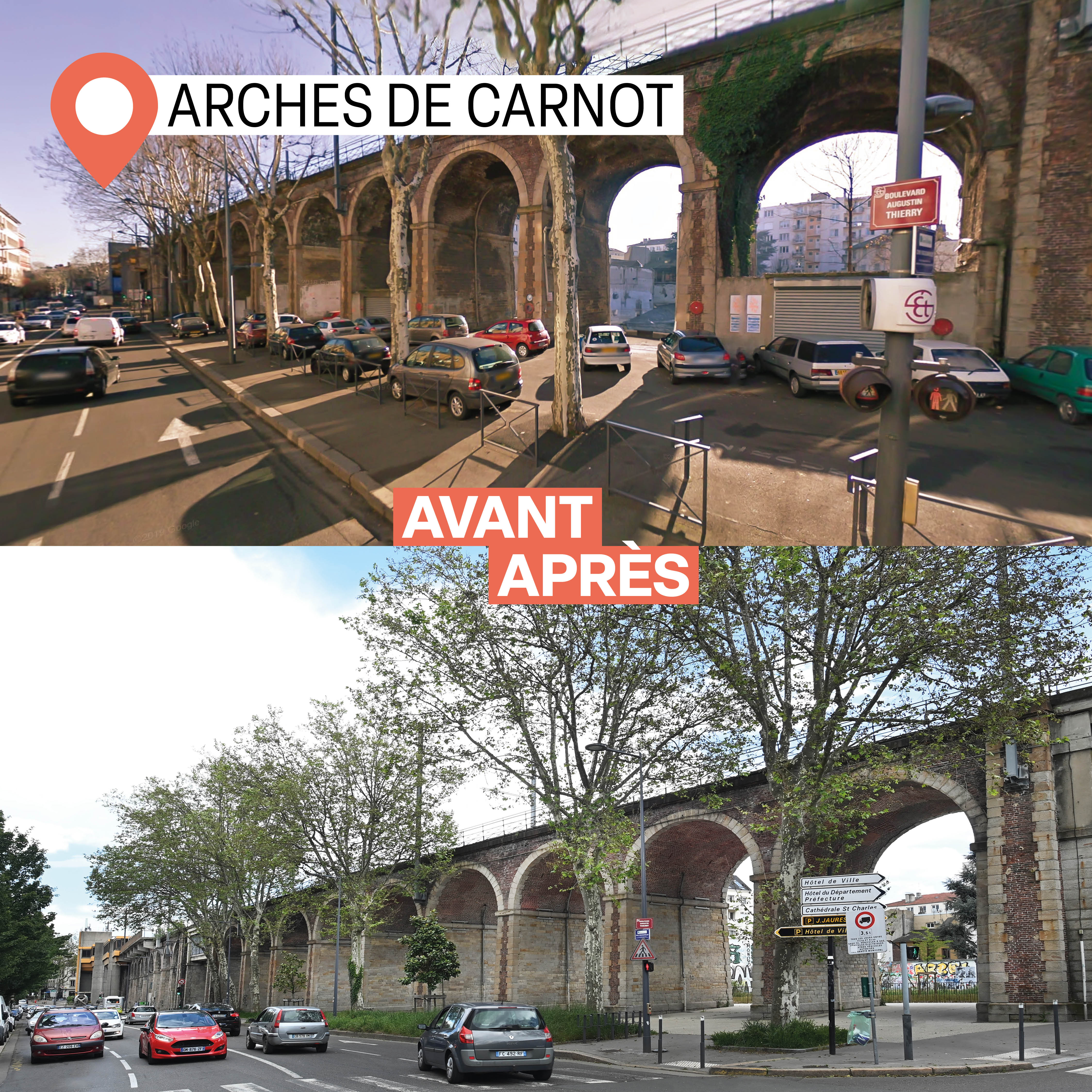 photo des arches de Carnot avant et après les travaux